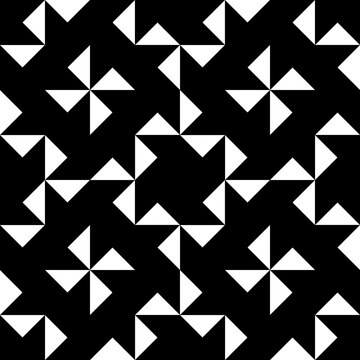 Seamless pattern with geometric motifs in black and white