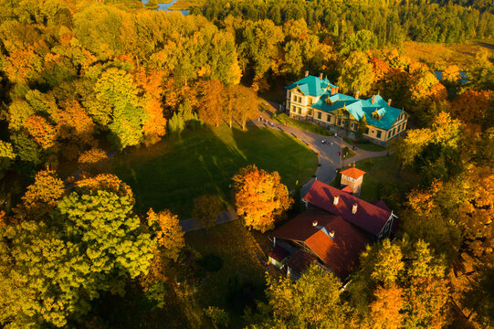 Autumn landscape in Loshitsky Park in Minsk. Belarus.Golden autumn