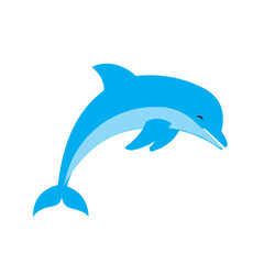 Blue dolphin jumping vector illustration isolated on white background © Miftah