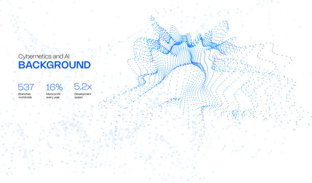 Ai tech background with abstract dot sphere pattern. Design education, big data, future digital network, business connect and science concept for banner, web or presentation.
