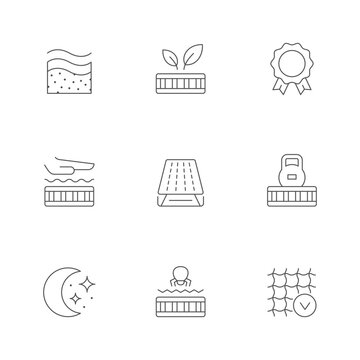 Set line icons of orthopedic mattress