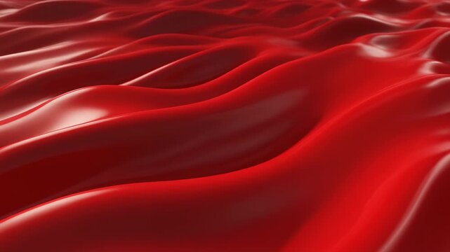 Red liquid wave abstract background, smooth glossy surface motion, 3 d fluid animation