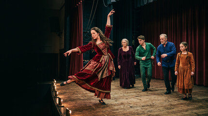 Obraz premium Local stage rehearsal brings multigenerational performers to life