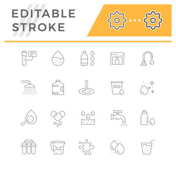 Set line icon of water