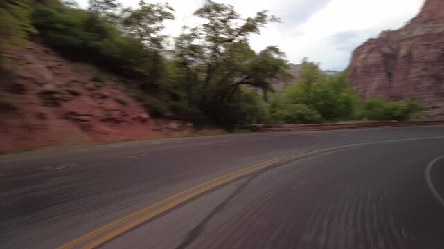 Driving Plate Zion National Park Mt Carmel Highway Southbound Multicam Set 24 Front View Utah Southwest USA