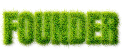 Founder word written in realistic green grass texture isolated on a transparent background © Mahmud