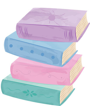 stack of colorful books