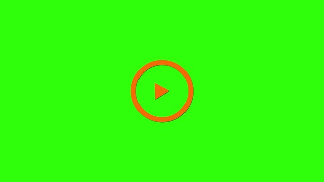 Play button icon animation on circle. video player icon triangle shape button icon on green background.