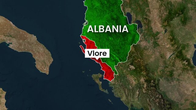 Animated map clip highlighting Albania and the vlor&euml; region