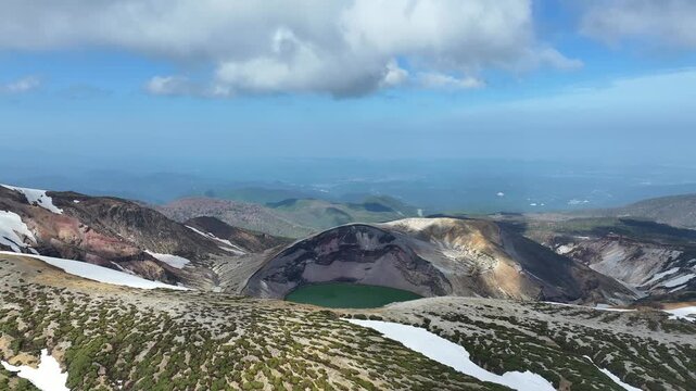 Aerial View of Alternate View of Zao Okama at Mt Zao, Yamagata, Japan