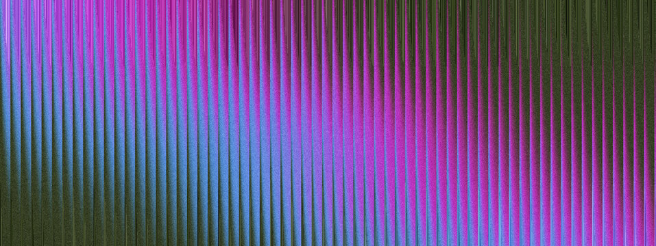 Glitch effect with purple and blue vertical lines on black background with interference distortion technology disruption digital texture screen visual signal error with Noise
