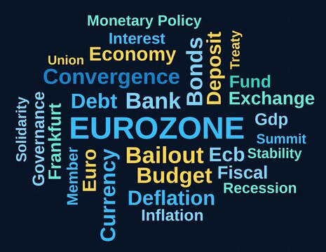 Eurozone Word Cloud on a Dark Background