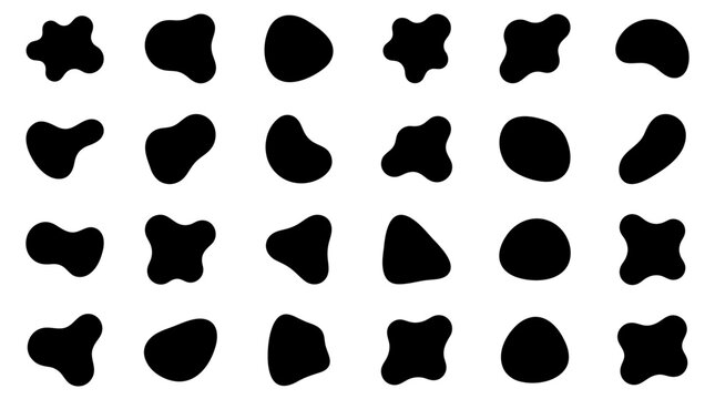 Collection of various black organic blob shapes