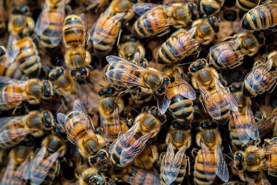 Close-up of bee insects, photo 