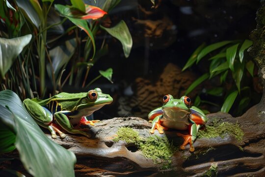 frogs in their natural habitat, close-up photo 