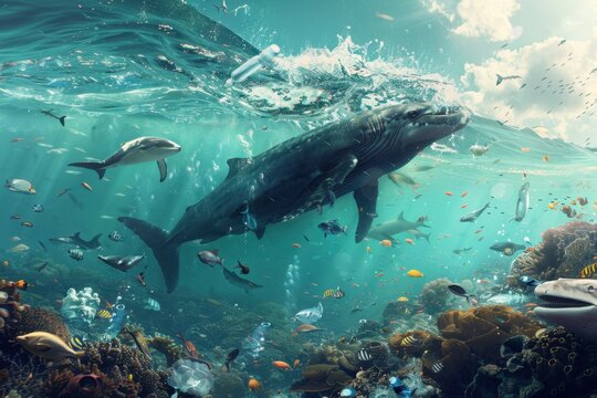  Cleaning the ocean, where divers help marine animals get rid of plastic, care for nature 