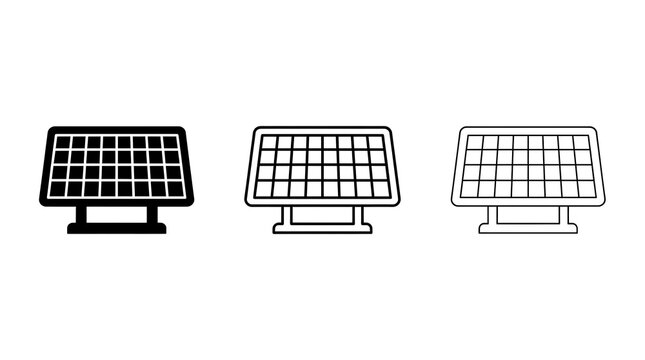 Solar panel icon set isolated on transparent background
