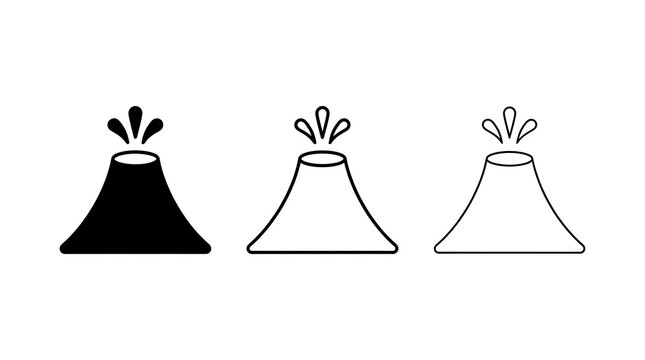 Volcano eruption icon set isolated on transparent background