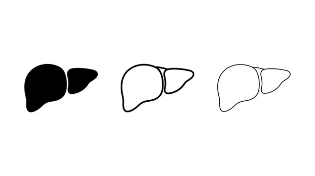 Human liver organ icon set isolated on transparent background