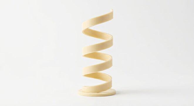 Single wooden spiral shaving curl on white surface.