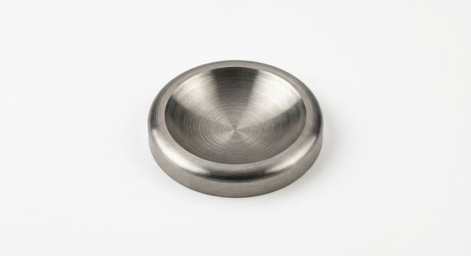 Small concave stainless steel metal disc or bearing.