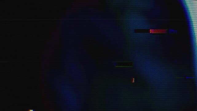 VHS video glitch on CRT TV screen