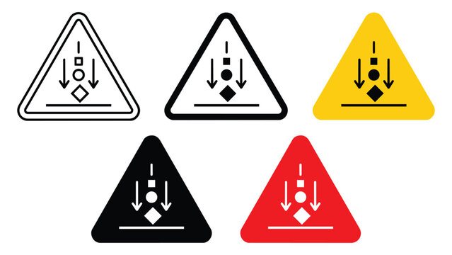 Safety signs indicating falling objects hazard for industrial workplace zones with industrial pictogram triangular workplace protection accident