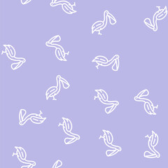 Fototapeta premium pelican bird line seamless pattern pelican bird thin line illustration