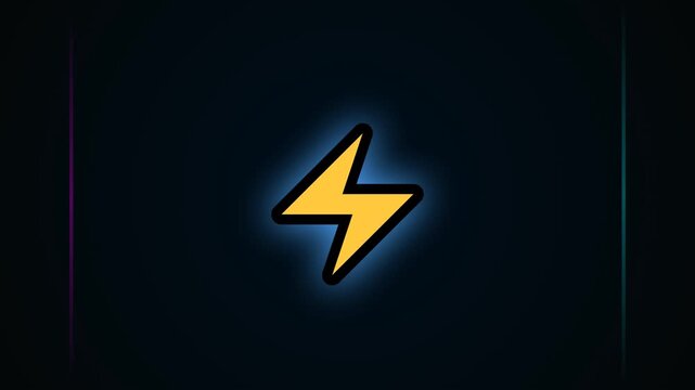 Yellow lightning bolt icon with blue neon glow on dark background
