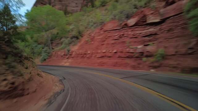 Driving Plate Zion National Park Mt Carmel Highway Southbound Multicam Set 24 Rear View Utah Southwest USA