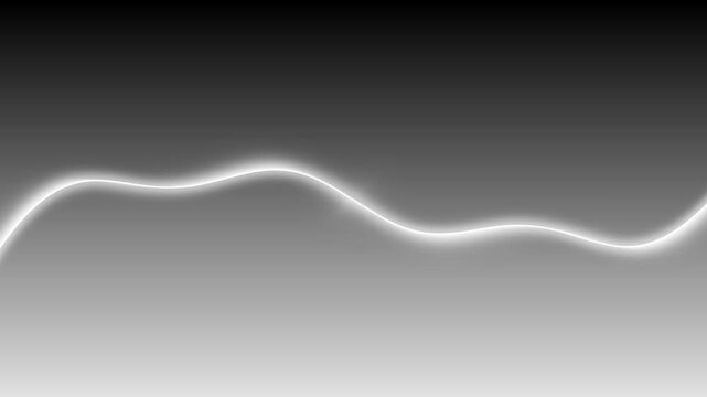 White glowing wave line on dark gray gradient background, minimal futuristic motion
