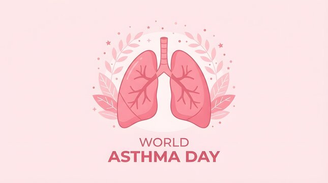 World asthma day concept with realistic human lungs and floral elements