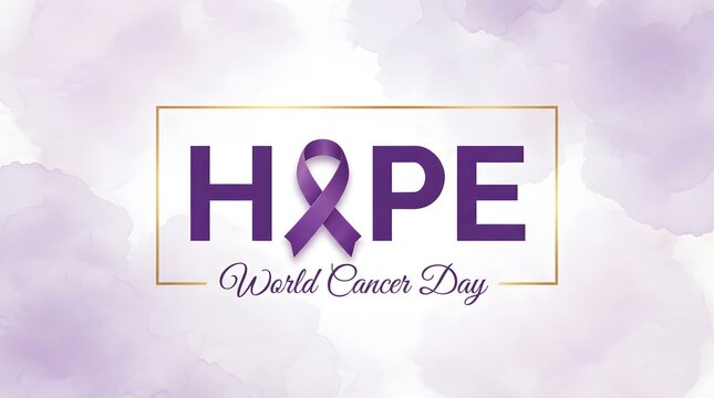 Hope message with a purple ribbon for cancer awareness and support