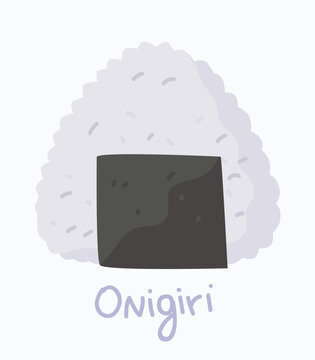 Japanese onigiri rice triangle with nori. Flat vector illustration