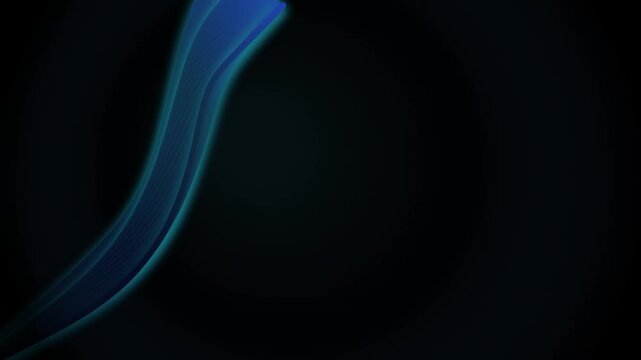 Abstract blue smoke trail on black background. Ethereal flowing vapor wisps. Cinematic silk texture motion graphics for video overlays.