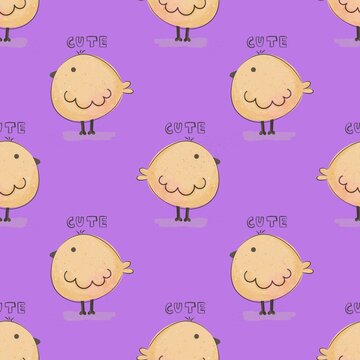 seamless pattern with cartoon chicken. colorful vector for kids. hand drawing, flat style. baby design for fabric, print, textile, wrapper