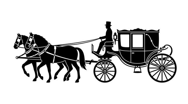 Horse-Drawn Carriage Silhouette Vector