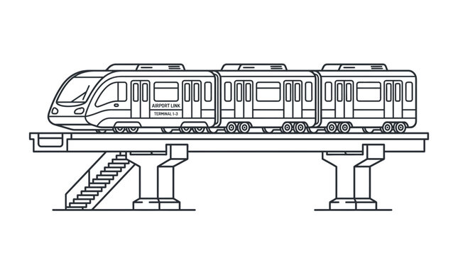 Airport Link Train Vector Illustration