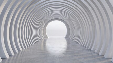Fototapeta premium Soft white arched tunnel with smooth curves