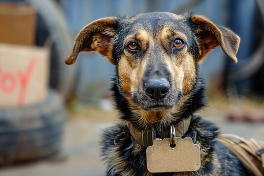 dog with a tag on its neck, shelter animals