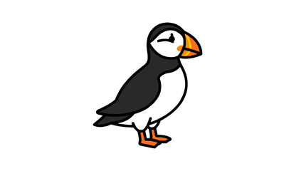 Obraz premium Puffin bird flat vector icon