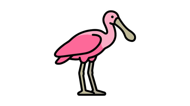 Roseate spoonbill flat vector icon