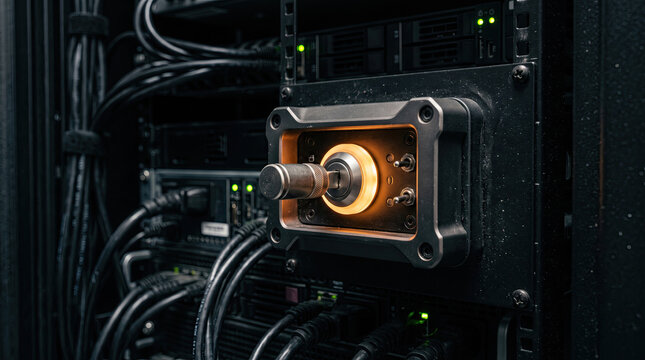 Physical Key Lock Security Switch Module Mounted on Data Server Rack