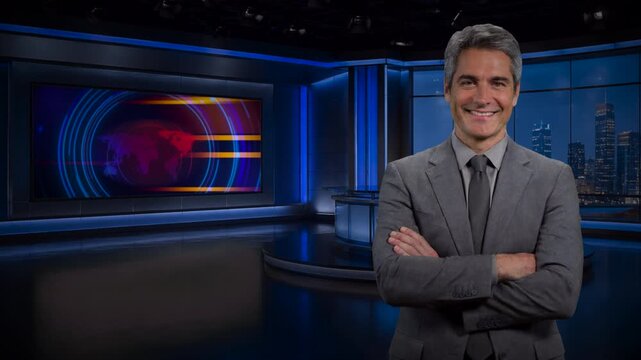 News anchor on studio set