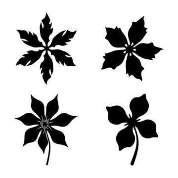Leaf Silhouette Collection, Decorative Botanical Black Vector Illustration