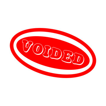 A bright red oval rubber stamp icon with the word voided written in bold white letters for formal business