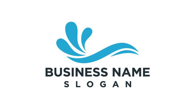 Blue water splash logo design featuring minimalist wave shapes for professional corporate branding and marketing identity