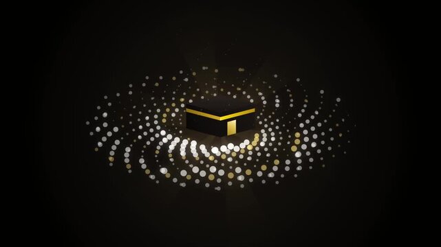 Abstract Sacred Tawaf Motion Graphics Loop Background with Dark Grid and Circular Light Design