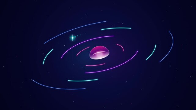 Cosmic Motion Graphic On Dark Backdrop Abstract Grid Animation Design For Digital Media Project