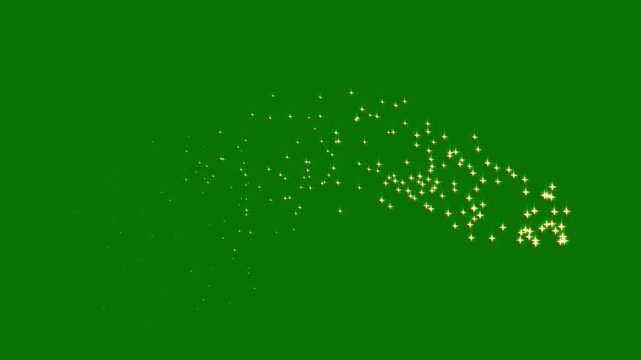 Glowing  star sparkle animation doodle cartoon golden stars glitter burst effect  Magic sparkles  glitter line stars glitter animation  fairy dust glitter stars trail transition on green screen 4k